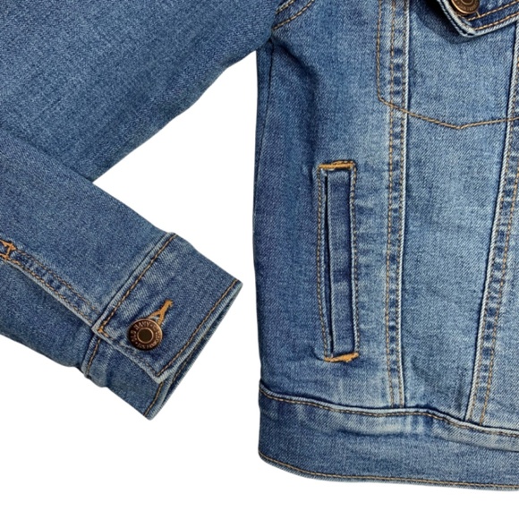 Old Navy Denim Jean Jacket Trucker Pink Aqua Blue Bunny Charm Crafted Girls Med - Picture 5 of 12